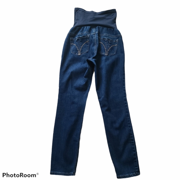 Indigo blue maternity Skinny jeggings with tummy support medium wash siz… - Picture 3 of 6